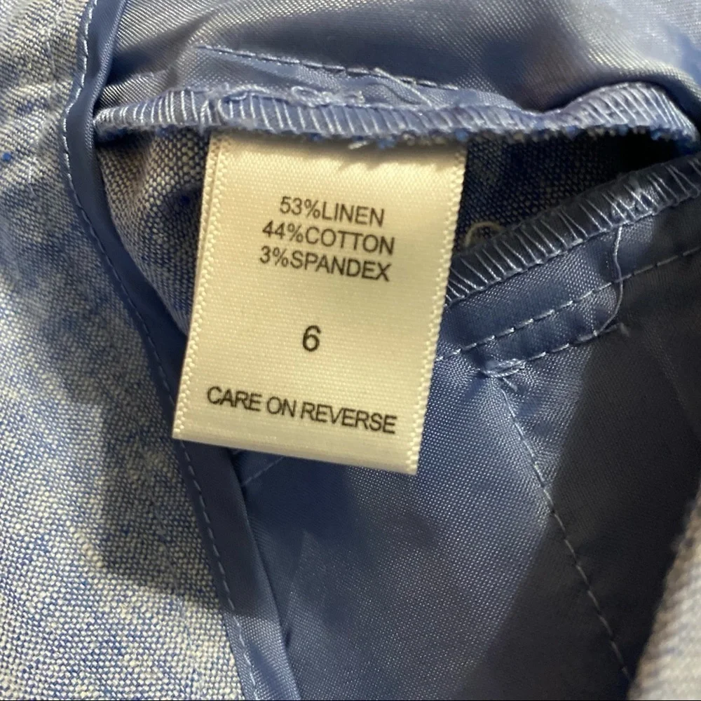 7th Avenue Blue Chambray Linen Blend Cuffed Capri Pants